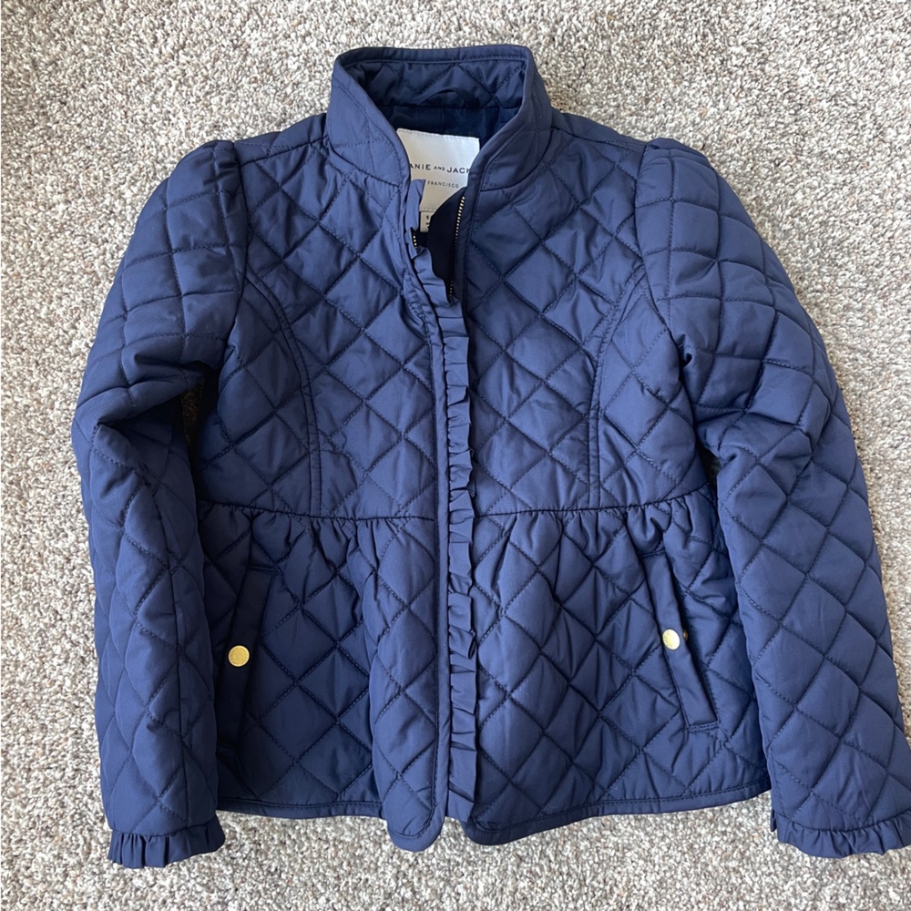 Janie & Jack Kids Quilted Ruffle Jacket in Navy